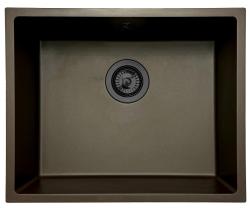 GraniteMy Universal Γρανιτένιος Νεροχύτης Καφέ 50x40 cm επιφάνειας, εντοιχισμένος και επίπεδης εγκατάστασης με βαλβίδα από οπλισμένο μέταλλο - 1208967928
