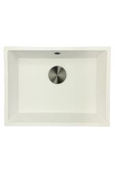 GraniteMy Universal Γρανιτένιος Λευκός Νεροχύτης 55x40 cm επιτραπέζιος, υποκατασκευής και ενσωματωμένης κατασκευής με βαλβίδα gun metal - 1208967933
