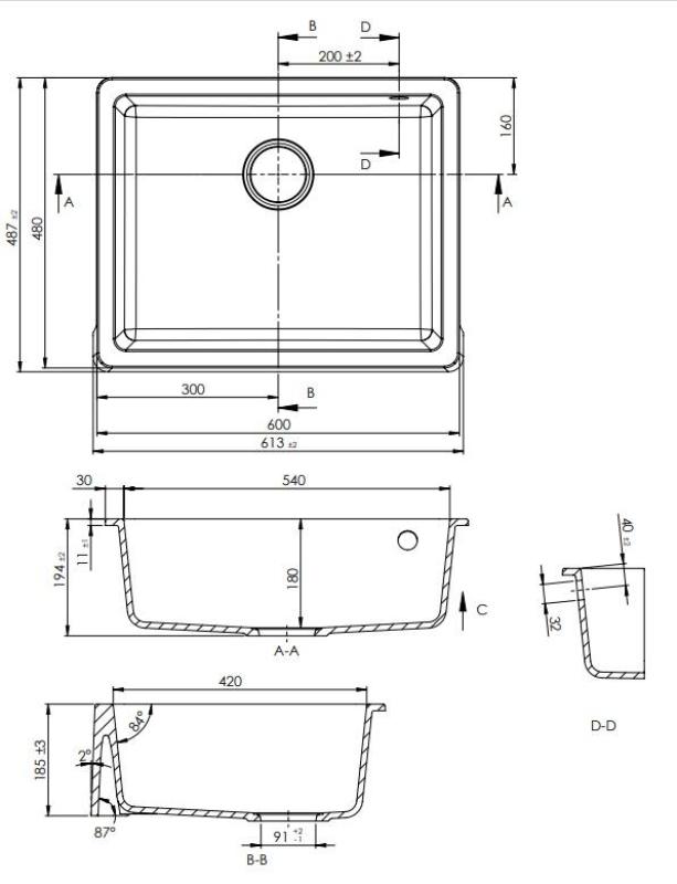 GraniteMy Παράδοση Αγροτικός Νεροχύτης Γρανίτης Νεροχύτης 60x48 εκ. Μαύρος Υποκατασκευή και Επίπεδη Κατασκευή με Μαύρο Βύσμα 1208967936