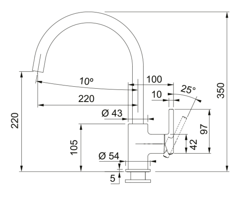 Φράνκε Λίνα XL Μπαταρία Κουζίνας Όνυξ με Περιστρεφόμενο Ρουξούνι 115.0626.020