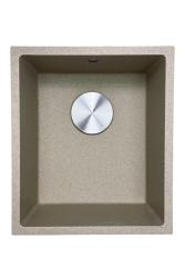 GraniteMy Universal γρανιτένιος μπεζ νεροχύτης από άμμο 34x40 εκατοστά επιφάνειας εγκατάστασης και εντοιχισμένος με ανοξείδωτο πώμα 1208968007