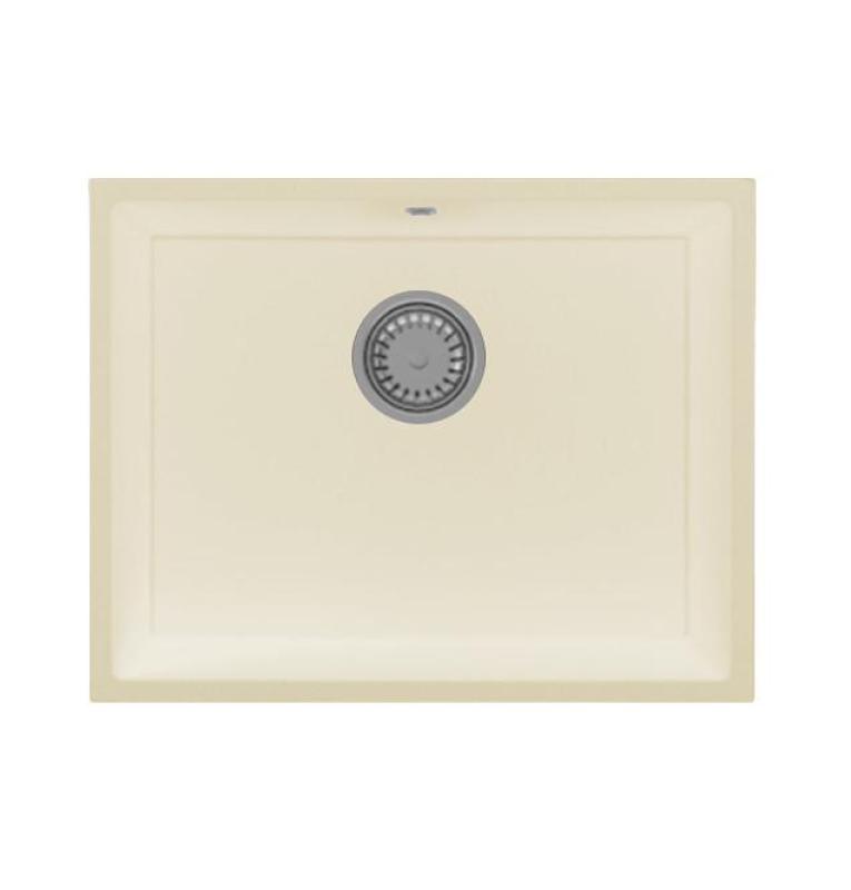 GraniteMy Universal γρανιτένιο μπεζ νεροχύτη 55x40 cm επιτραπέζιο και ενσωματωμένο με ανοξείδωτο βύσμα 1208968012