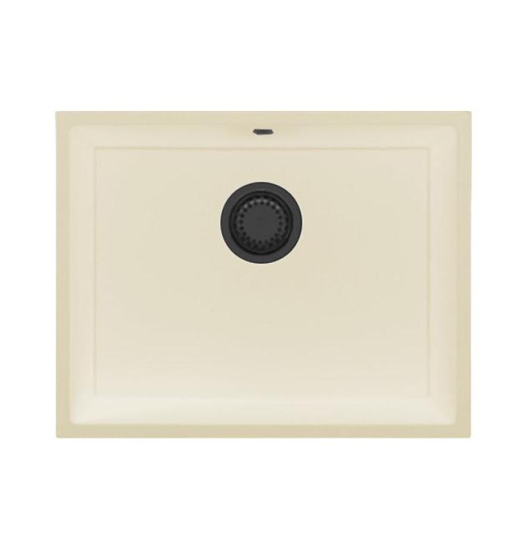 GraniteMy Universal γρανιτένιο μπεζ νεροχύτη 55x40 cm επιτραπέζιο και ενσωματωμένο με βύσμα gun metal 1208968016