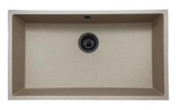 GraniteMy Universal γρανίτης μπεζ άμμου νεροχύτης 74x40 cm επιτραπέζια εγκατάσταση, υποκατασκευή και ενσωμάτωση με μαύρο βύσμα 1208968020.