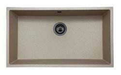 GraniteMy Universal γρανίτης μπεζ αμμώδες νεροχύτης 74x40 εκατοστά επιφάνειας, εντοιχισμένος και επίπεδης εντοιχίσεως με μεταλλική στόπερ 1208968021