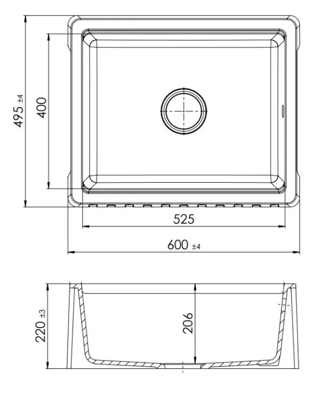 GranitMy Παραδοσιακός Χωριάτικος Νεροχύτης - Διπλός Νιπτήρας από Γρανίτη 60x48 εκ. Λευκός εντοιχισμένος με Χρυσό βύσμα 1208968027