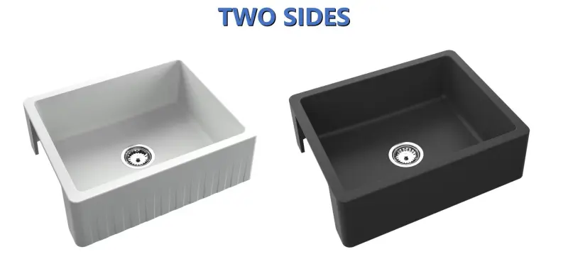 GraniteMy Παράδοση Αγροτικός Νεροχύτης - 2-Πλευρές Γρανιτένιος Νεροχύτης 60x48 εκ. Λευκός υποκατασκευή με Gun metal τάπα 1208968028