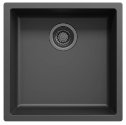 Μαύρος νεροχύτης 40x40cm για υποκατασκευή, επιτραπέζια εγκατάσταση και εγκατάσταση στο ίδιο επίπεδο με γκάν μέταλ τάπα 1208968035.
