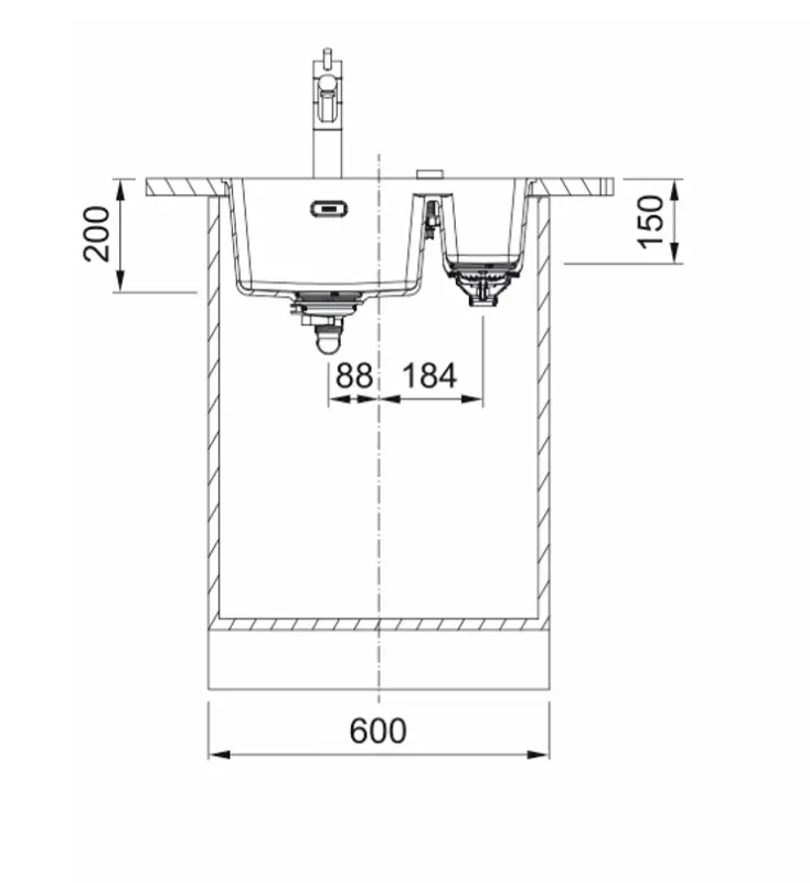 Franke Maris MRG 260-34-15 Fragranite Slate Grey Νεροχύτης Αριστερά Σκούρο Γκρι Επιφανειακή Εγκατάσταση 135.0714.635