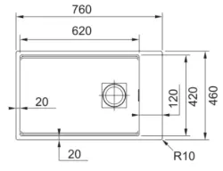 Φράνκε Κούμπους KNG 110.62 Νεροχύτης 72x42 Λαδογκρί Γρανίτης Σκούρο Γκρι Υποκατασκευή με Πάγκο Βρύσης 125.0714.637