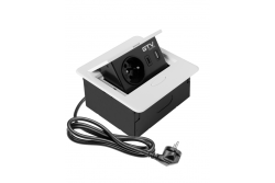 AVARO Εντοιχισμένη Πρίζα Επίπλων, 1x Γαλλική Πρίζα, USB A+C, Καλώδιο 1.5m, Λευκό