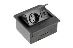 AVARO Εντοιχισμένη Πρίζα Επίπλων, 1x Πρίζα Schuko, USB A+C, Καλώδιο 1,5m, Μαύρο