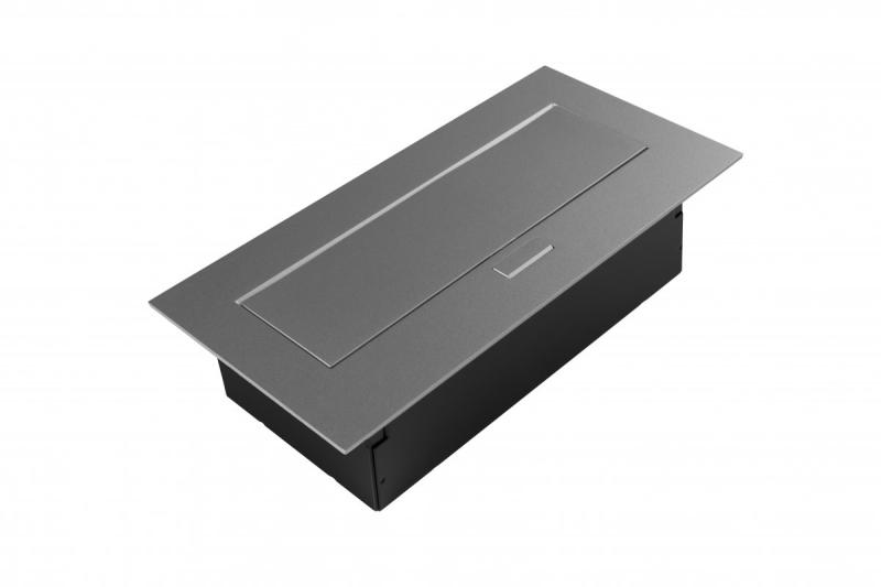 Έπιπλο υποδοχής 2x υποδοχή με γείωση, USB A+C, καλώδιο τροφοδοσίας με φις, αλουμίνιο