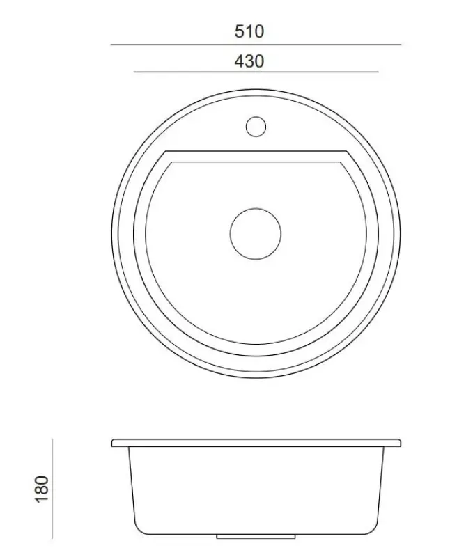 Quadri Norwich Γκρι Γρανίτης Στρογγυλός Νεροχύτης 51 εκ. Επιτραπέζιος - 1208969496