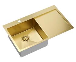 Aquadesign Clara Νεροχύτης Χρυσός 78x48cm Επιτραπέζιος ή Εντοιχισμένος με Στραγγιστήρι, Τράπεζα Βρύσης και Χρυσό Πώμα - 1208969499