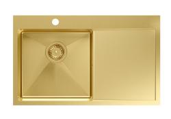 Aquadesign Clara Νεροχύτης Χρυσός 78x48cm Επιτραπέζιος ή Εντοιχισμένος με Στραγγιστήρι, Τράπεζα Βρύσης και Χρυσό Πώμα - 1208969499