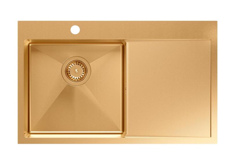 Aquadesign Clara Νεροχύτης Χαλκού 78x48cm Επιτραπέζιος ή Εντοιχισμένος με Στραγγιστήρι, Θέση για Βρύση και Χάλκινη Βαλβίδα - 1208969500