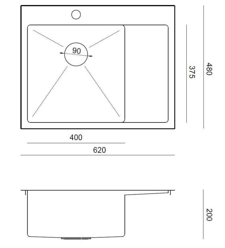 Ακουαντιζάιν Κλάρα Νεροχύτης Ανοξείδωτο Ατσάλι με Αριστερή Λεκάνη 62x48cm Επιφάνεια ή Ενσωματωμένη Εγκατάσταση με Στραγγιστήρι, Επιφάνεια για Βρύση και Ανοξείδωτη Βαλβίδα - 1208969501