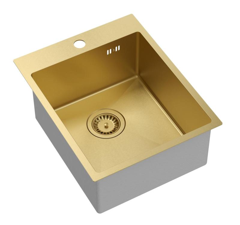 Aquadesign Clara Νεροχύτης Χρυσός 40x50cm Επιτραπέζιος ή Εντοιχισμένος με Θέση για Μπαταρία και Χρυσό Βύσμα - 1208969506