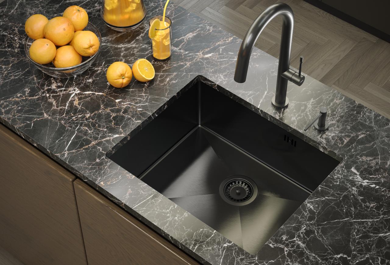 Ακουαντέζιν Ζάρα Νεροχύτης Gun Metal 54x44cm Εντοιχισμένος, Επίπεδη Ενσωμάτωση και Επιφανειακή Εγκατάσταση με Gun Metal Βαλβίδα - 1208969511