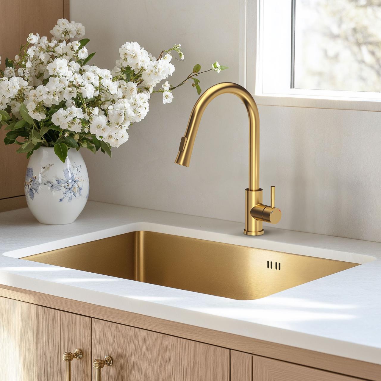 Aquadesign Zara Νεροχύτης Χρυσός 54x44cm Υποκατασκευή, Εντοιχισμός και Επιφανειακή Εγκατάσταση με Χρυσό Βύσμα - 1208969512