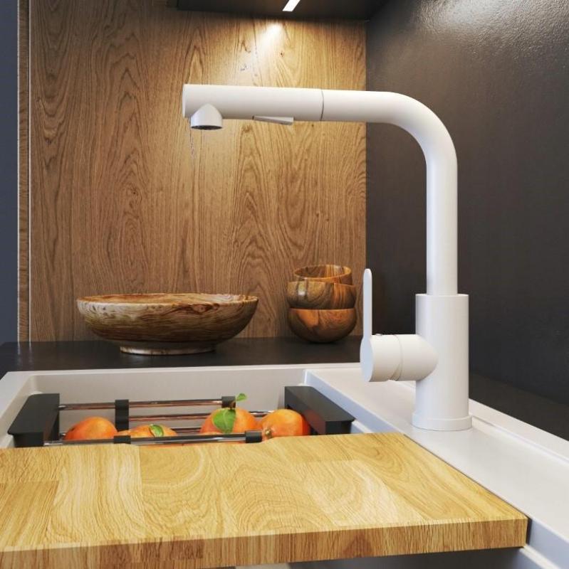 Graniteland Celeste Κουζινόμπρεστα Λευκό με Αποσπώμενη Ροή και Διπλή Λειτουργία Ντουζιέρας 1208969526