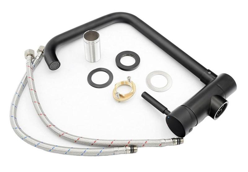 Graniteland Serenity Μπαταρία Κουζίνας Μαύρη με Αναδιπλούμενο Ρύγχος 1208969533