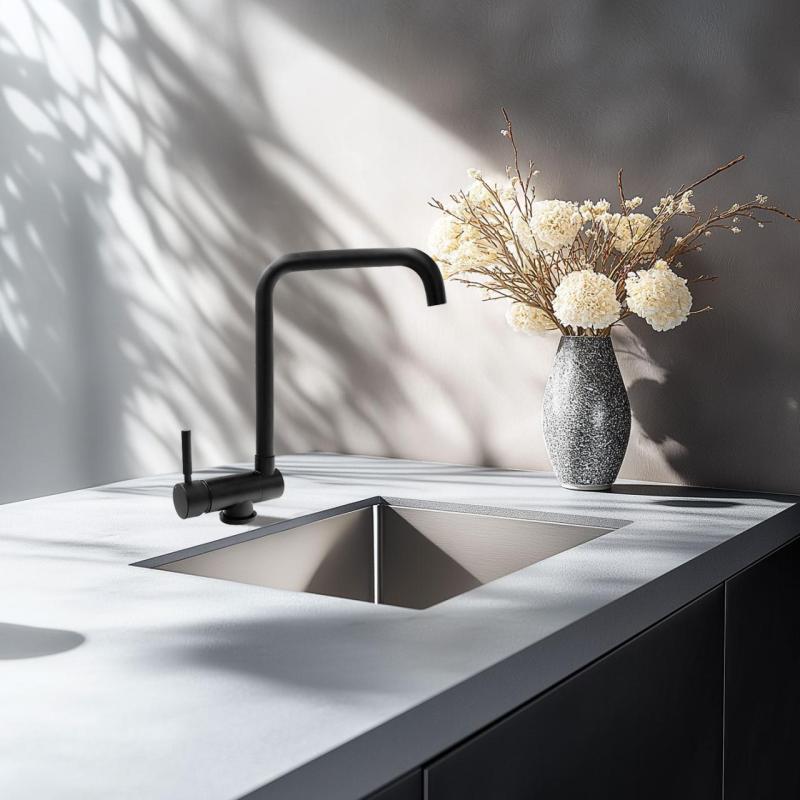 Graniteland Serenity Μπαταρία Κουζίνας Μαύρη με Αναδιπλούμενο Ρύγχος 1208969533