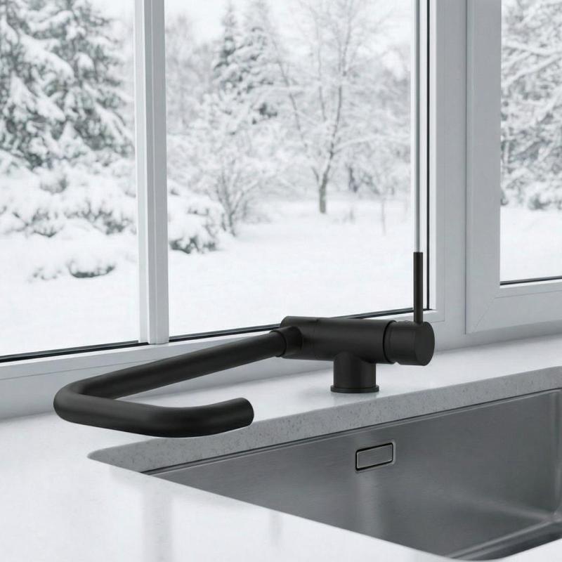 Graniteland Serenity Μπαταρία Κουζίνας Μαύρη με Αναδιπλούμενο Ρύγχος 1208969533