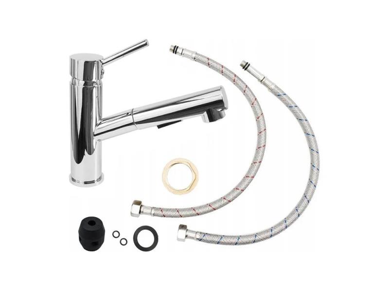 Graniteland Ceres Μιξέρ κουζίνας χρώμιο με αποσπώμενο στόμιο και διπλής λειτουργίας χειροκίνητο ντους 1208969535