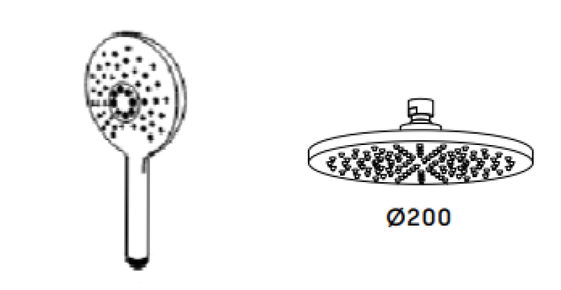 WaterEvolution Flow θερμοστατικός τριών δρόμων μίκτης ντους με κεφαλή ντους και στρογγυλή χειρολαβή ντους χρώμιο T131TNR01