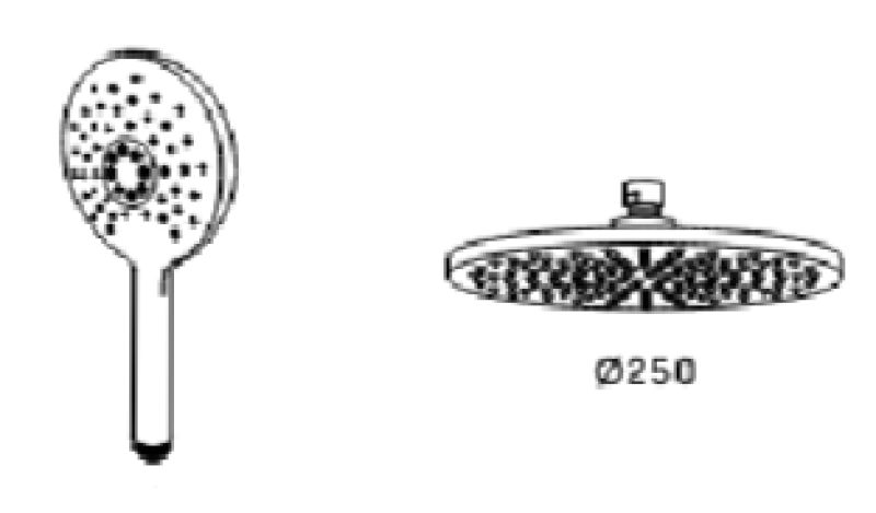 Waterevolution Flow θερμοστατική τριπλή μίξη ντους με κεφαλή ντους 250 mm και στρογγυλό ντους χειρός από ανοξείδωτο χάλυβα T131TNR25IE