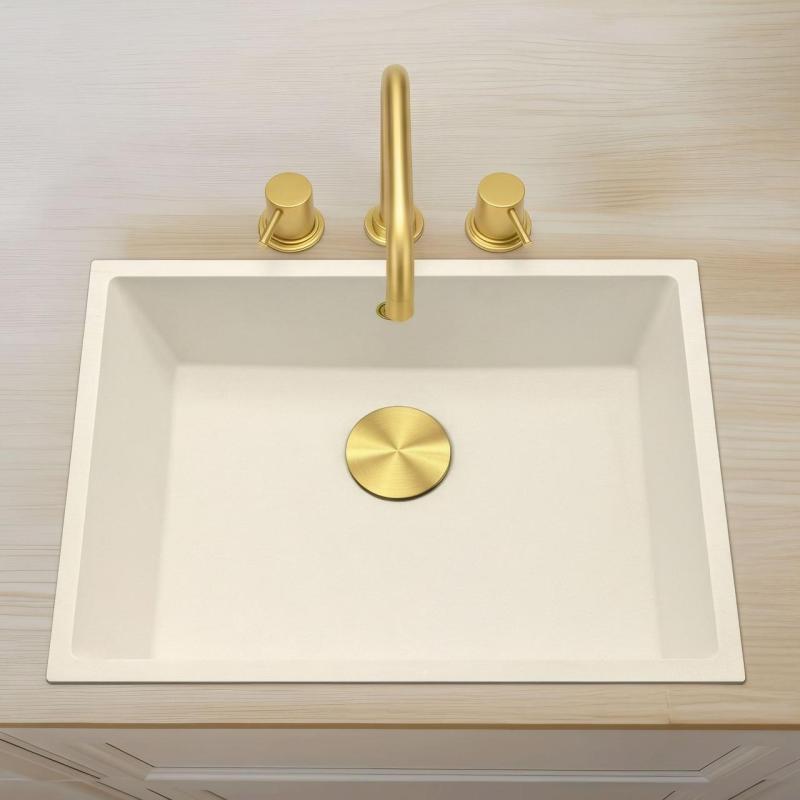 Waterevolution Flow Μικτή βρύση κουζίνας 3 οπών με περιστρεφόμενη έξοδο και σύνδεση φιλτραρισμένου νερού, χρυσό T152HWGE