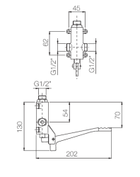 PB Pedal Line Βρύση με ποδομοχλό χρωμέ για επιτοίχια τοποθέτηση 1208969754