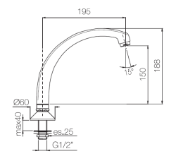 PB Pedal Line βρύση στόμιο χρωμίου για τον πάγκο κουζίνας ή τον νιπτήρα 1208969770