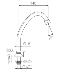 PB Pedal Line βρύση με στόμιο χρωμίου για το πάγκο κουζίνας ή το πάγκο νιπτήρα 1208969771