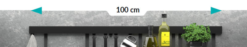 Επικα Λούξιον Κουζινάτο Ράγες 100 εκ. Μέταλλο με Κρυφή Στερέωση Μαύρο 1208969961