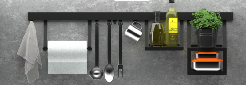 Επιτοίχια Βάση Ρολού Κουζίνας Epka Luxion για Κουζινικές Ράγες Μέταλλο Μαύρο 1208969968