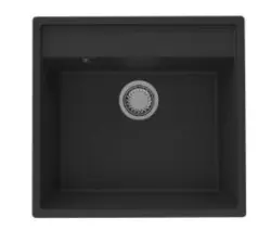 GraniteMy Bremen Γρανίτης Νεροχύτης 53x50 cm Μαύρος - Επιφανειακή, Υποδομή και Επίπεδη Ενσωμάτωση με Τρύπα Βρύσης και Χρυσή Πρίζα 1208969969
