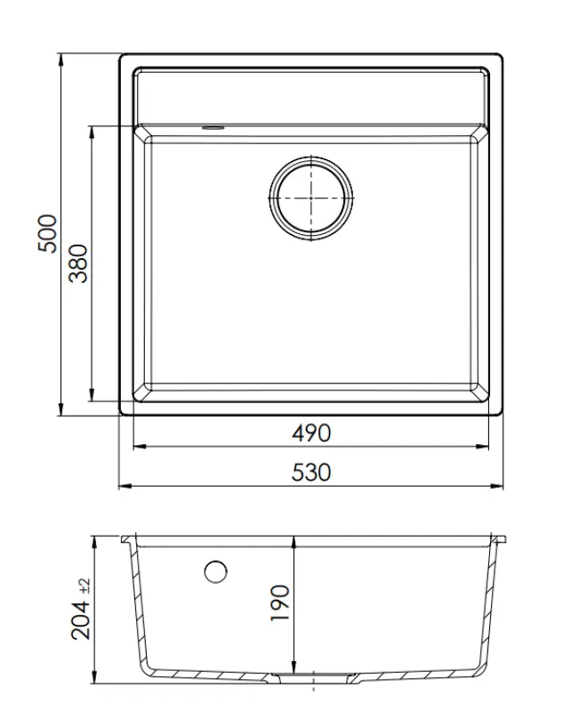 GraniteMy Bremen Γρανίτης Νεροχύτης 53x50 cm Μαύρος - Επιφανειακή, Υποδομή και Επίπεδη Ενσωμάτωση με Τρύπα Βρύσης και Χρυσή Πρίζα 1208969969