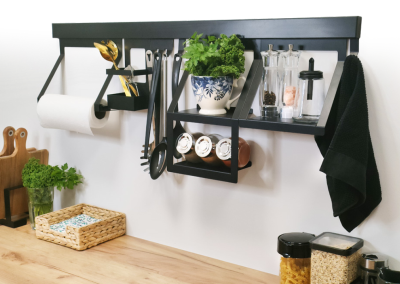 Epka Luxion Σετ ράγες κουζίνας 100 cm με αξεσουάρ Μεταλλικό με κρυφή στερέωση Μαύρο 1208969984