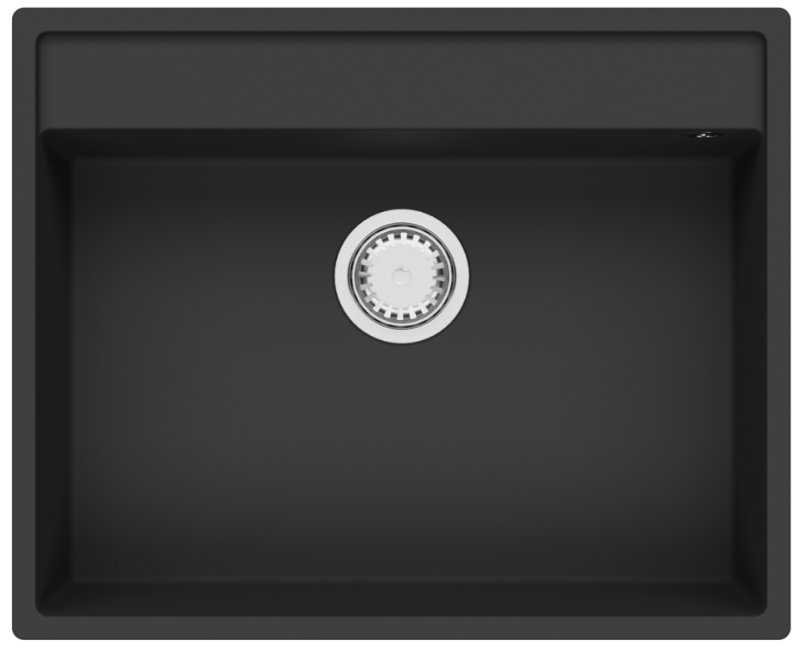 GraniteMy Bremen Γρανιτένιος Νεροχύτης 64x52 cm Μαύρο – Επικαθήμενη, Υποκαθήμενη και Εντοιχισμένη Εγκατάσταση με Επιφάνεια για Μπαταρία και Ανοξείδωτη Βαλβίδα 1208969992