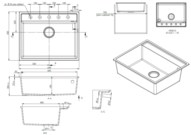 GraniteMy Bremen Γρανιτένιος Νεροχύτης 64x52 cm Μαύρο – Επικαθήμενη, Υποκαθήμενη και Εντοιχισμένη Εγκατάσταση με Επιφάνεια για Μπαταρία και Ανοξείδωτη Βαλβίδα 1208969992
