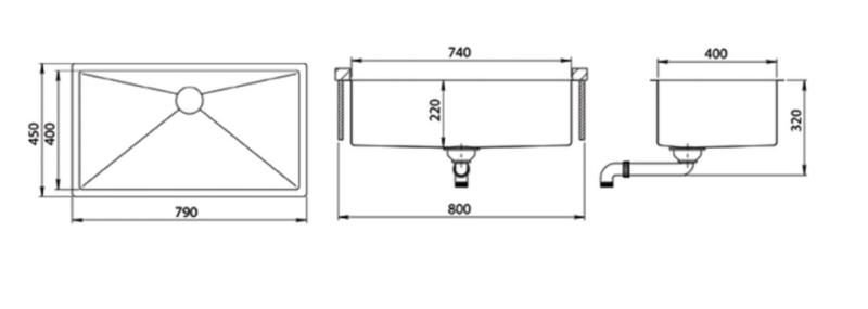 Ausmann Mosel gun metal μεγάλη νεροχύτης ανοξείδωτο ατσάλι - PVD gun metal 74x40 καθολικός 1208970024
