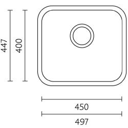 Νεροχύτης Banka IB4540 RVS 45 x 40 cm Επιφανειακή και Εντοιχιζόμενη Εγκατάσταση 1208970045