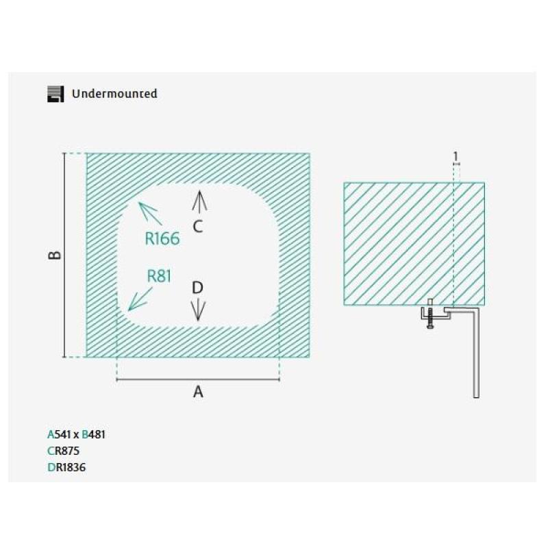 Banka Denver ανοξείδωτο νεροχύτη 54 x 48 cm Υποδομή 1208970048