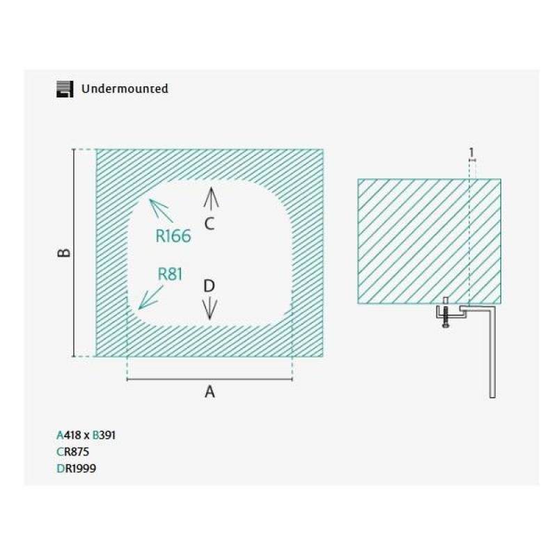 Banka Denver ανοξείδωτο νεροχύτη 41 x 41 cm Υποδομή 1208970049