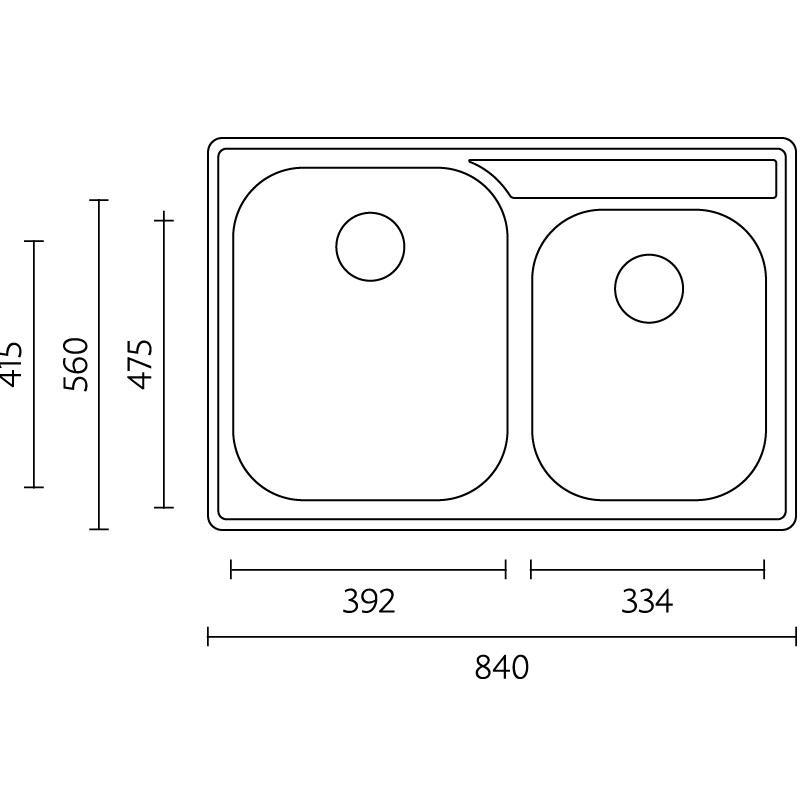 Banka Princess ανοξείδωτο διπλό νεροχύτη υποστύλωσης 750x475 mm 1208970067