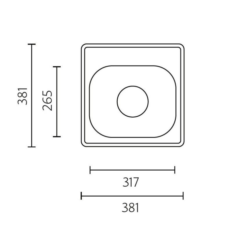 Νεροχύτης από ανοξείδωτο χάλυβα Banka Detroit 381 x 381 mm με οπή για βρύση 1208970074
