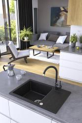 Aquadesign Kensley Γρανιτένιος Πάνω Νεροχύτης Ανθρακί με μικρό Αποστραγγιστικό Τμήμα 65 x 44 εκ 1208970085